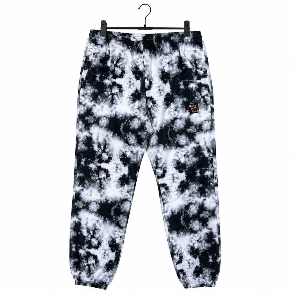 Vintage Surf Style Tie Dye Windbreaker Track Pants Unisex Large Black White